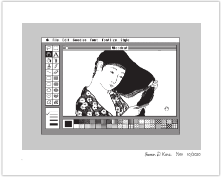 Japanese Woodcut on Gray Icon Print