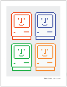 4 Happy Macs on Gray icon print