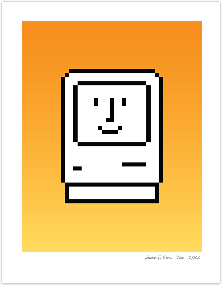 Happy Macintosh on Orange Gradient Icon Print