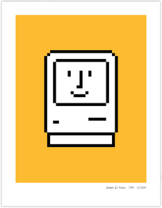 Happy Macintosh on Bright Yellow Icon Print