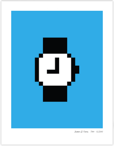 Macintosh Watch on Blue Icon Print
