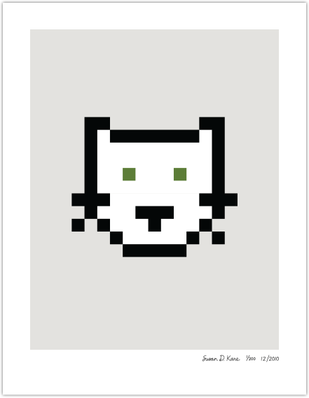 Cat on Gray Icon Print