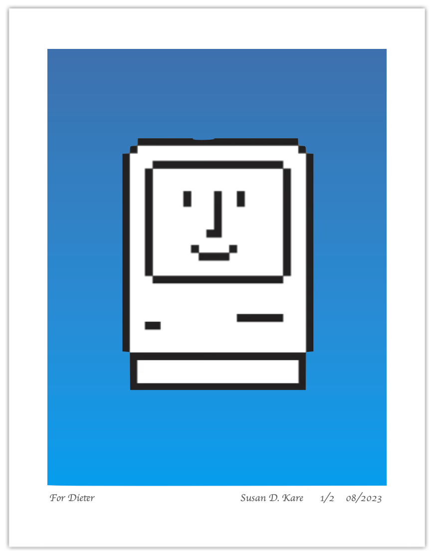 Happy Macintosh on Custom Blue Gradient - Sebastian