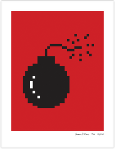 Bomb on Red icon print