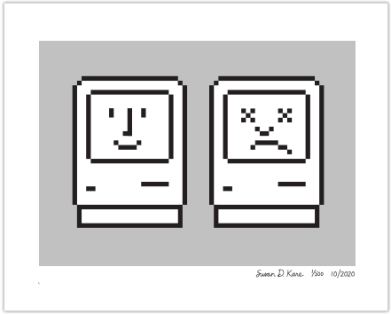Happy & Unhappy Macs on Gray Icon Print