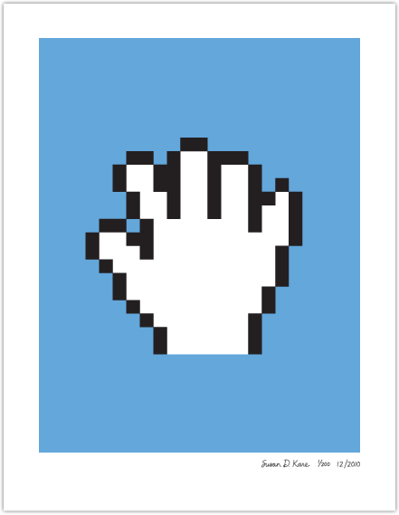Pan X Ink Hand Pan Hand on Blue Icon Print by Susan Kare – Kare Prints