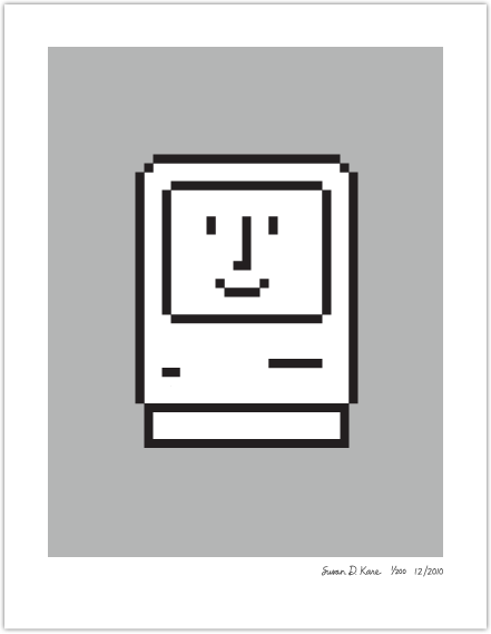 Happy Macintosh on Gray Icon Print