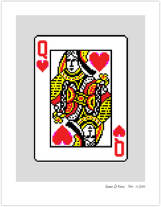Solitaire on Gray (Queen of Hearts) Icon Print