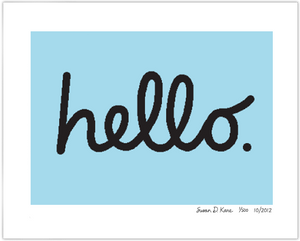 Hello on Blue Icon Print