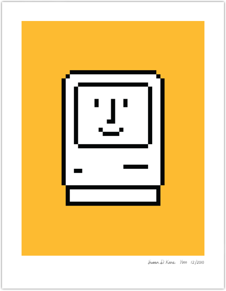 Happy Macintosh on Bright Yellow Icon Print
