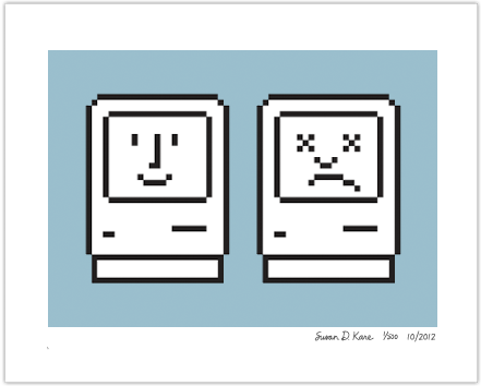 Happy & Unhappy Macs on Blue Icon Print