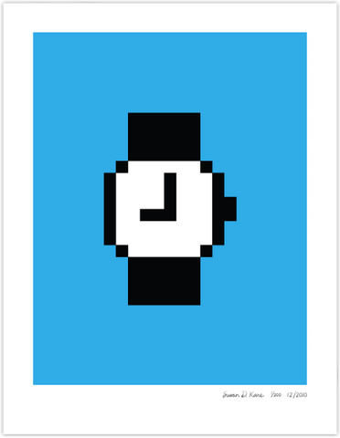 Macintosh Watch on Blue Icon Print