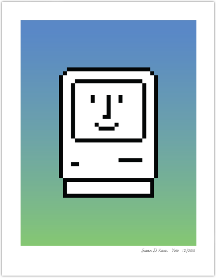Happy Macintosh on Blue Green Gradient Icon Print