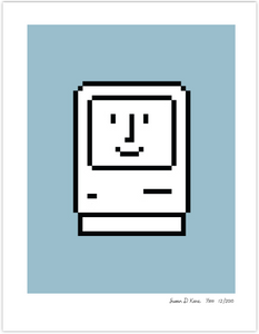 Happy Macintosh on Blue Icon Print