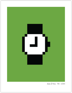 Macintosh Watch on Green Icon Print